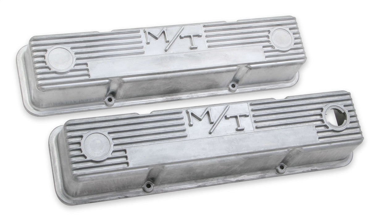 Holley 241-86 M/T Retro Aluminum Valve Covers; Vintage Style Finned; Cast Aluminum; Natural; - Truck Part Superstore