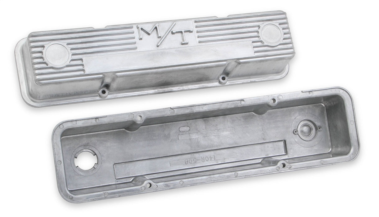Holley 241-86 M/T Retro Aluminum Valve Covers; Vintage Style Finned; Cast Aluminum; Natural; - Truck Part Superstore