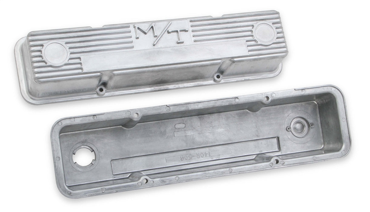 Holley 241-86 M/T Retro Aluminum Valve Covers; Vintage Style Finned; Cast Aluminum; Natural; - Truck Part Superstore