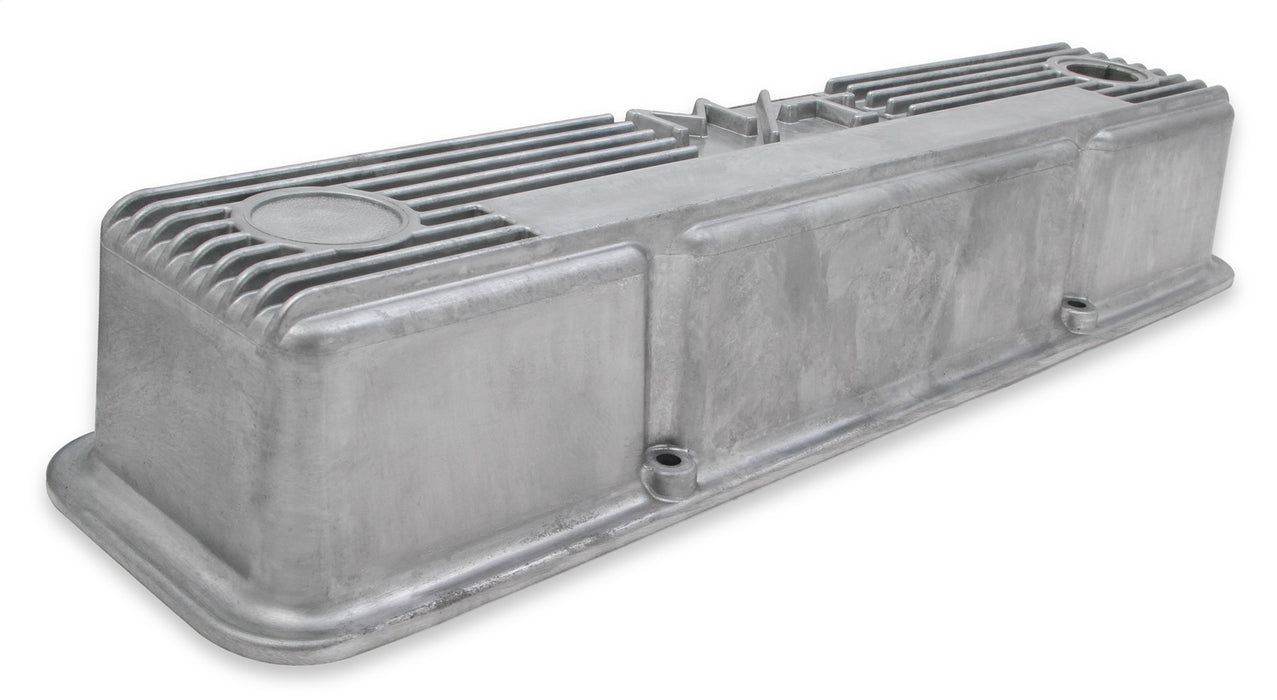 Holley 241-86 M/T Retro Aluminum Valve Covers; Vintage Style Finned; Cast Aluminum; Natural; - Truck Part Superstore