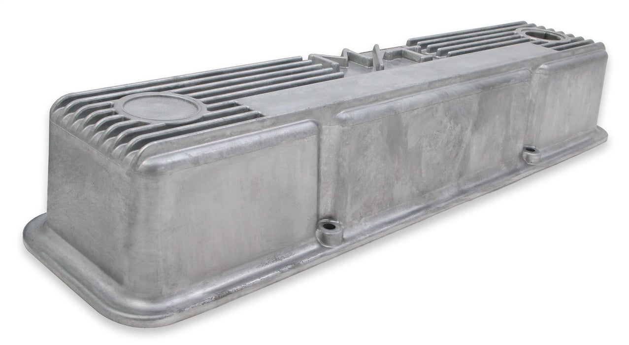 Holley 241-86 M/T Retro Aluminum Valve Covers; Vintage Style Finned; Cast Aluminum; Natural; - Truck Part Superstore