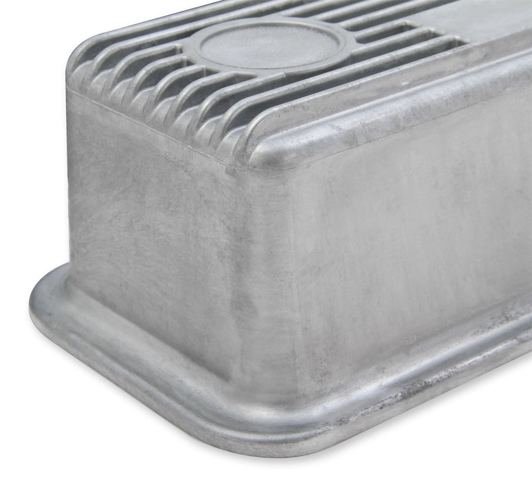 Holley 241-86 M/T Retro Aluminum Valve Covers; Vintage Style Finned; Cast Aluminum; Natural; - Truck Part Superstore