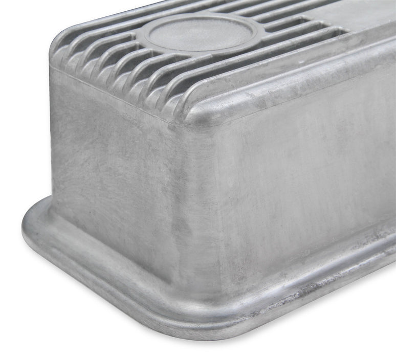 Holley 241-86 M/T Retro Aluminum Valve Covers; Vintage Style Finned; Cast Aluminum; Natural; - Truck Part Superstore