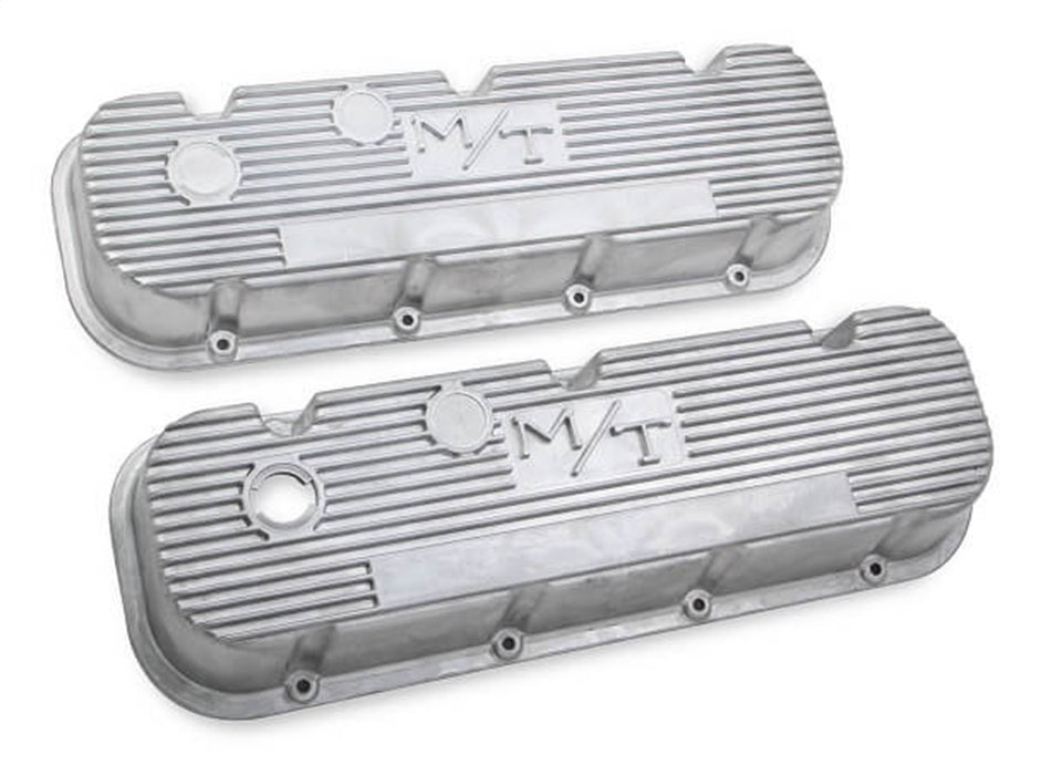 Holley 241-87 M/T Retro Aluminum Valve Covers; Vintage Style Finned; Cast Aluminum; Natural; - Truck Part Superstore