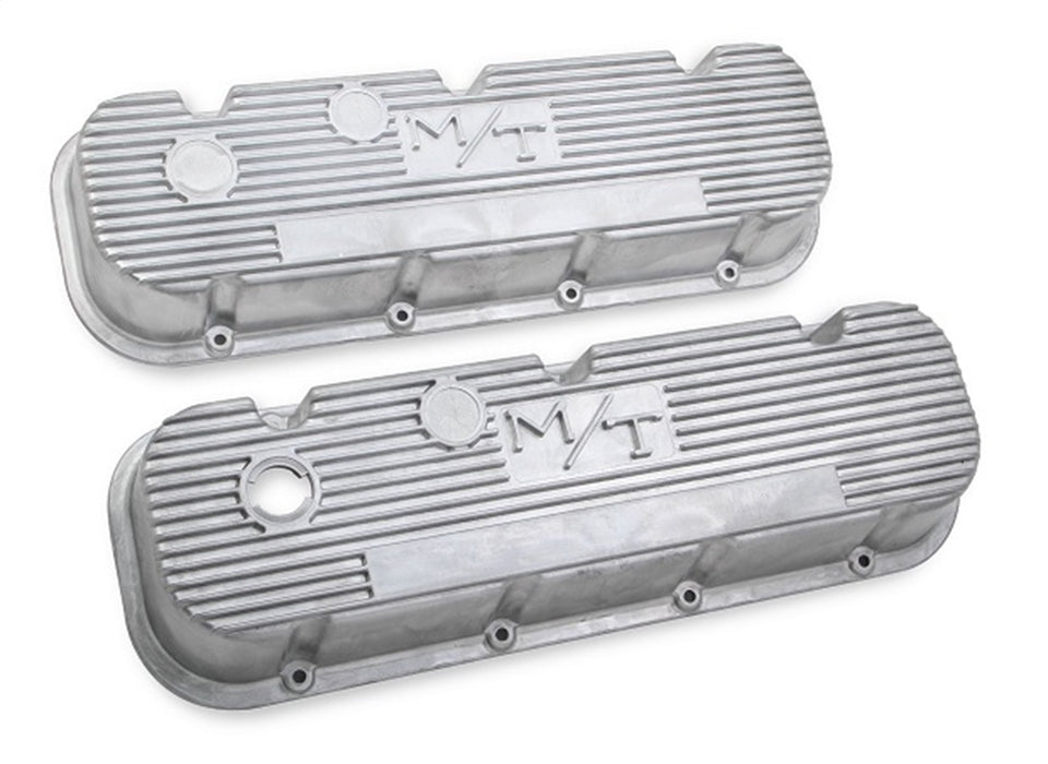 Holley 241-87 M/T Retro Aluminum Valve Covers; Vintage Style Finned; Cast Aluminum; Natural; - Truck Part Superstore