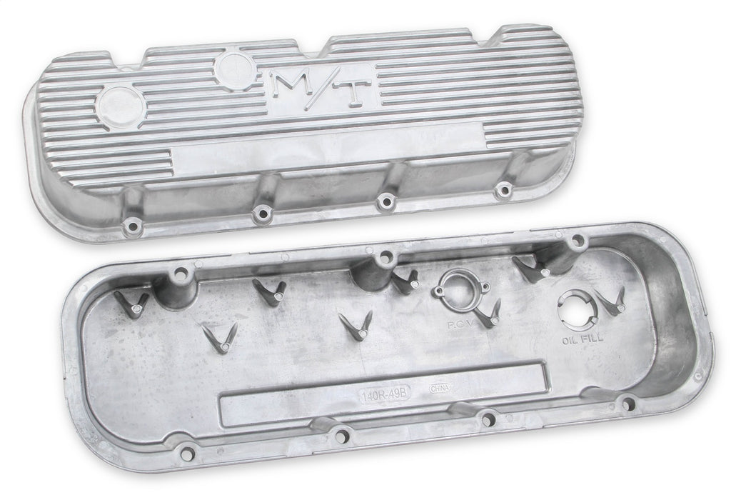 Holley 241-87 M/T Retro Aluminum Valve Covers; Vintage Style Finned; Cast Aluminum; Natural; - Truck Part Superstore