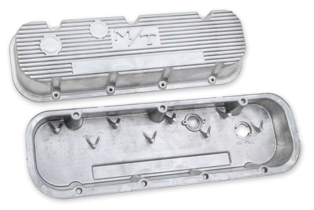 Holley 241-87 M/T Retro Aluminum Valve Covers; Vintage Style Finned; Cast Aluminum; Natural; - Truck Part Superstore