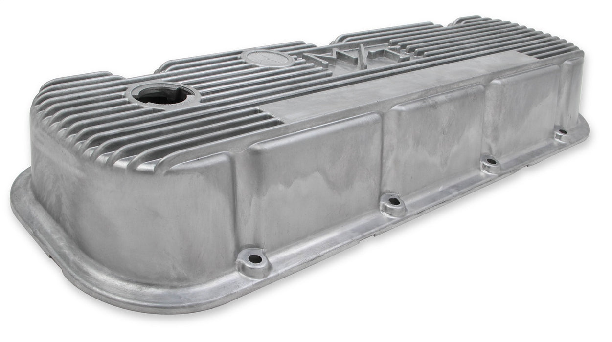 Holley 241-87 M/T Retro Aluminum Valve Covers; Vintage Style Finned; Cast Aluminum; Natural; - Truck Part Superstore