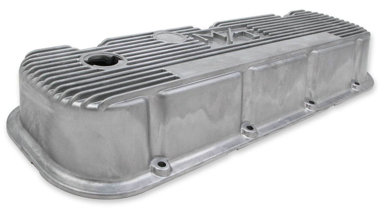 Holley 241-87 M/T Retro Aluminum Valve Covers; Vintage Style Finned; Cast Aluminum; Natural; - Truck Part Superstore