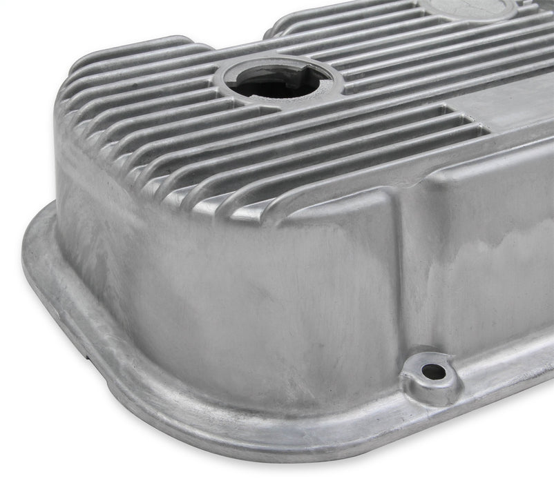 Holley 241-87 M/T Retro Aluminum Valve Covers; Vintage Style Finned; Cast Aluminum; Natural; - Truck Part Superstore