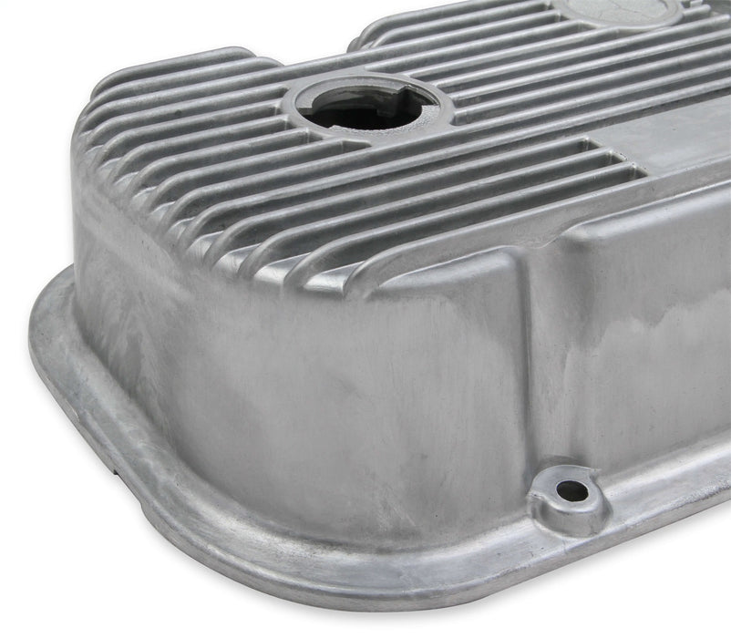 Holley 241-87 M/T Retro Aluminum Valve Covers; Vintage Style Finned; Cast Aluminum; Natural; - Truck Part Superstore