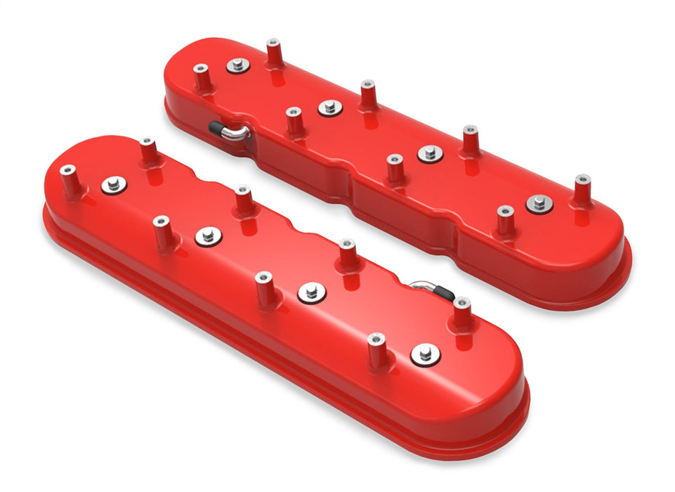 Holley 241-98 Valve Covers; Tall Style; LS For Dry Sump Apps; Red Gloss Finish; - Truck Part Superstore