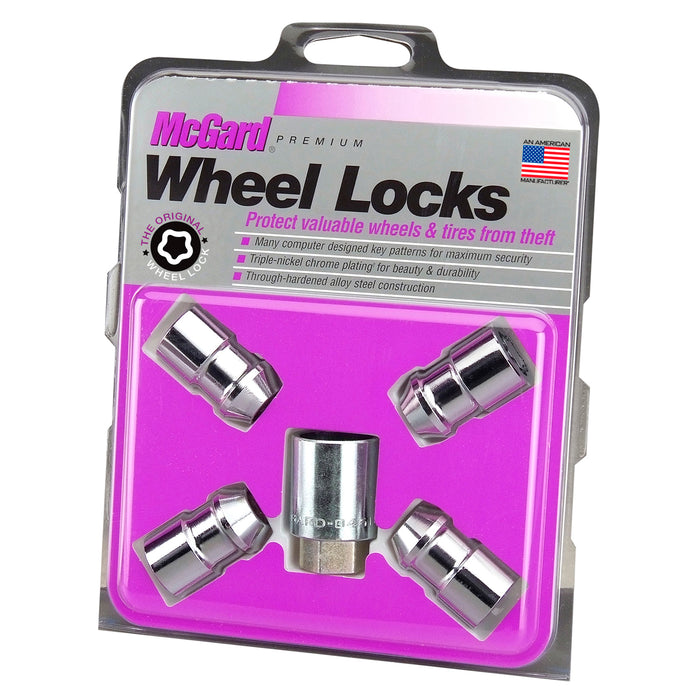 McGard 24132 Chrome Cone Seat Wheel Lock Set (7/16-20 Thread Size) - Set of 4 Locks and 1 Key - Truck Part Superstore