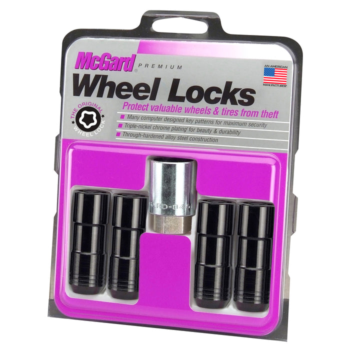 McGard 24144 Black Cone Seat Wheel Lock Set (9/16-18 Thread Size) - Set of 4 Locks and 1 Key - Truck Part Superstore