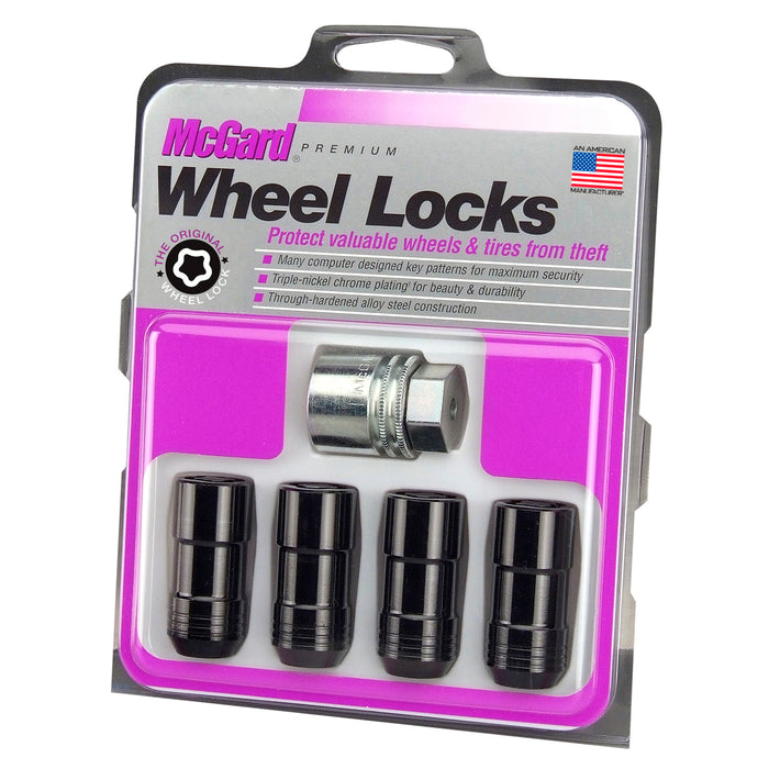 McGard 24208 Black Cone Seat Wheel Locks (M14 x 2.0 Thread Size) - Set of 4 Locks and 1 Key - Truck Part Superstore