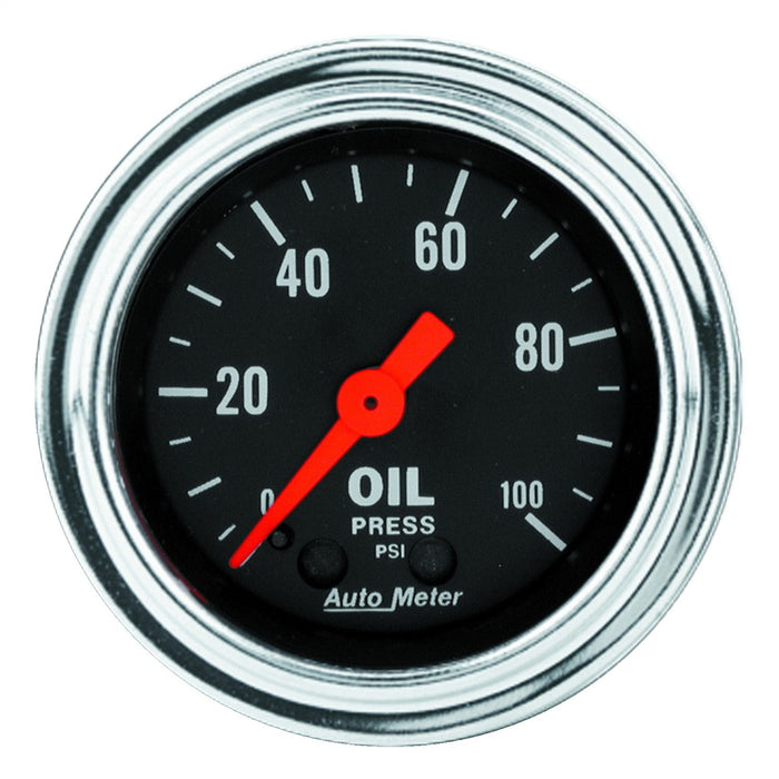 AutoMeter 2421 GAUGE; OIL PRESSURE; 2 1/16in.; 100PSI; MECHANICAL; TRADITIONAL CHROME - Truck Part Superstore