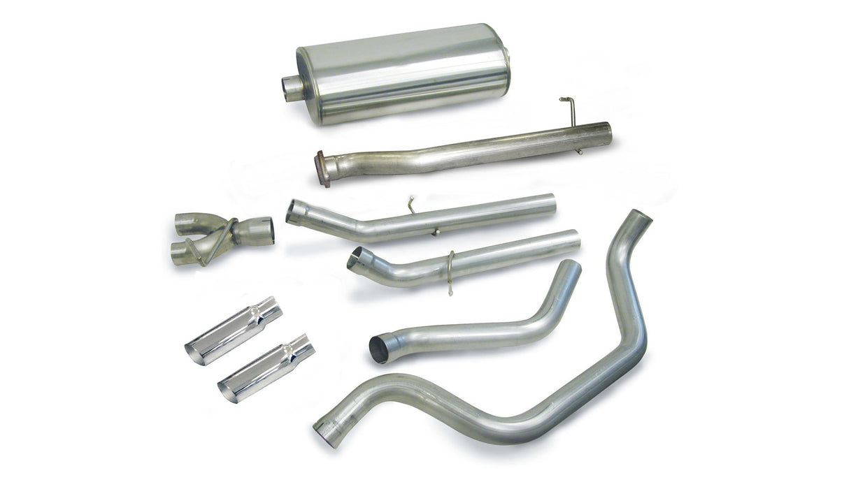 Corsa Performance 24275 3.0 Inch Cat-Back Sport Dual Rear Exit Exhaust 4.0 Inch Slash Cut Polished Tips 99-06 Silverado/Sierra 1500 Regular Cab/Long Bed/Extended Cab/Short Bed 4.8L/5.3L V8 133.0 Inch WB Stainless Steel dB by Corsa Performance - Truck Part Superstore