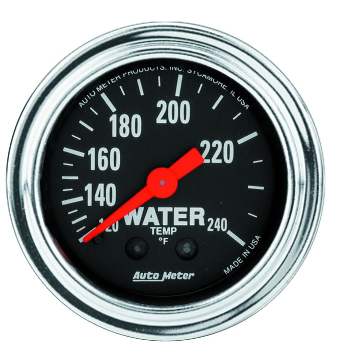 AutoMeter 2433 GAUGE; WATER TEMP; 2 1/16in.; 120-240deg.F; MECHANICAL; 12FT.; TRADITIONAL CHROM - Truck Part Superstore