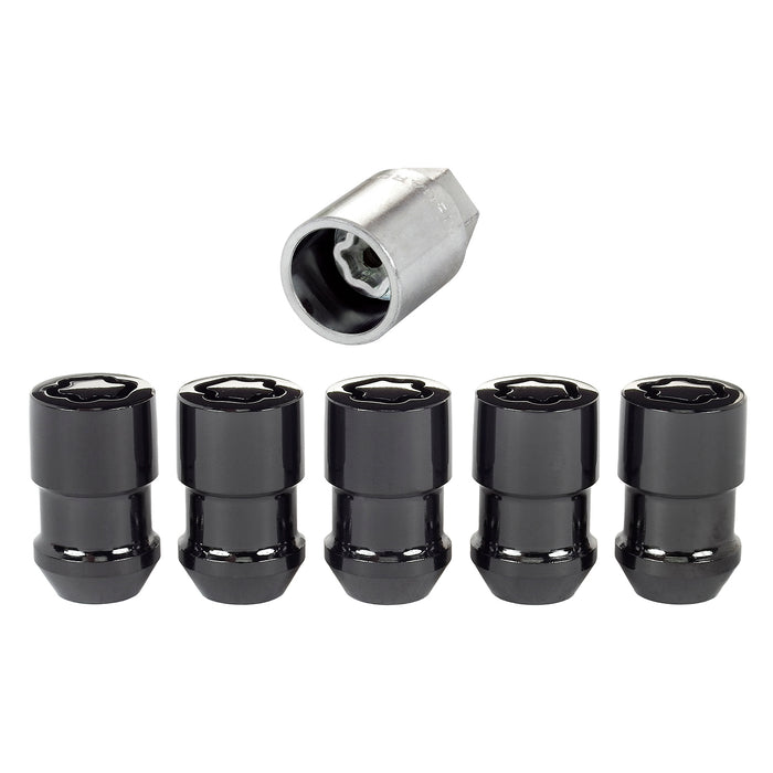 McGard 24526 Black Wheel Lock Set  (M12 x 1.5 Thread Size) - Set of 5 Locks and 1 Key - Truck Part Superstore