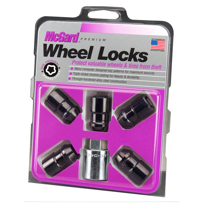 McGard 24526 Black Wheel Lock Set  (M12 x 1.5 Thread Size) - Set of 5 Locks and 1 Key - Truck Part Superstore