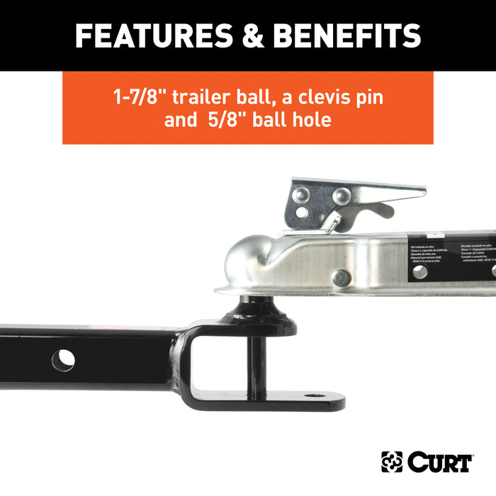 CURT 45005 3-in-1 ATV Ball Mount with 2in. Shank and 1-7/8in. Trailer Ball - Truck Part Superstore