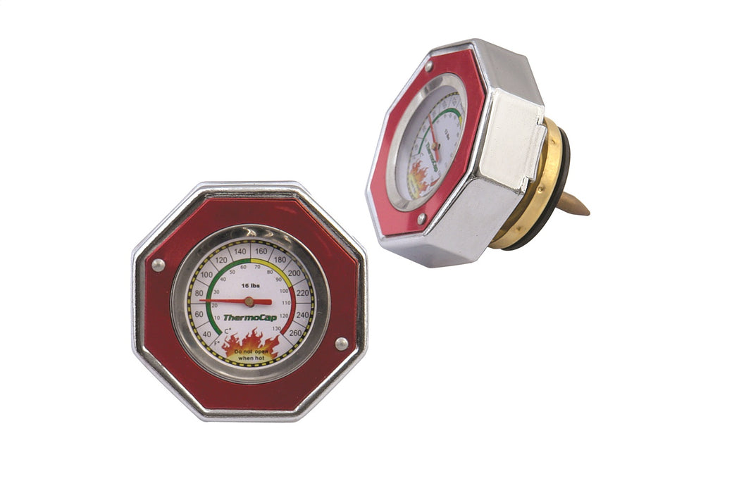 Mr Gasket 2471R Thermocap™ Radiator Cap; Red; OEM Replacement w/Thermometer Built In; 16 psi; - Truck Part Superstore