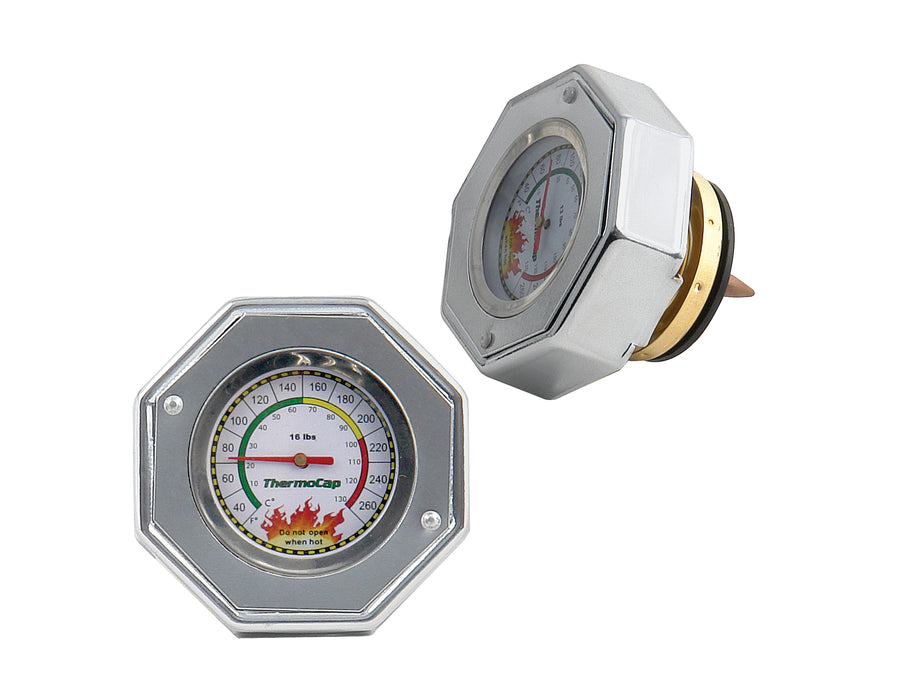 Mr Gasket 2471S Thermocap™ Radiator Cap; Silver; OEM Replacement w/Thermometer Built In; 16 psi; - Truck Part Superstore