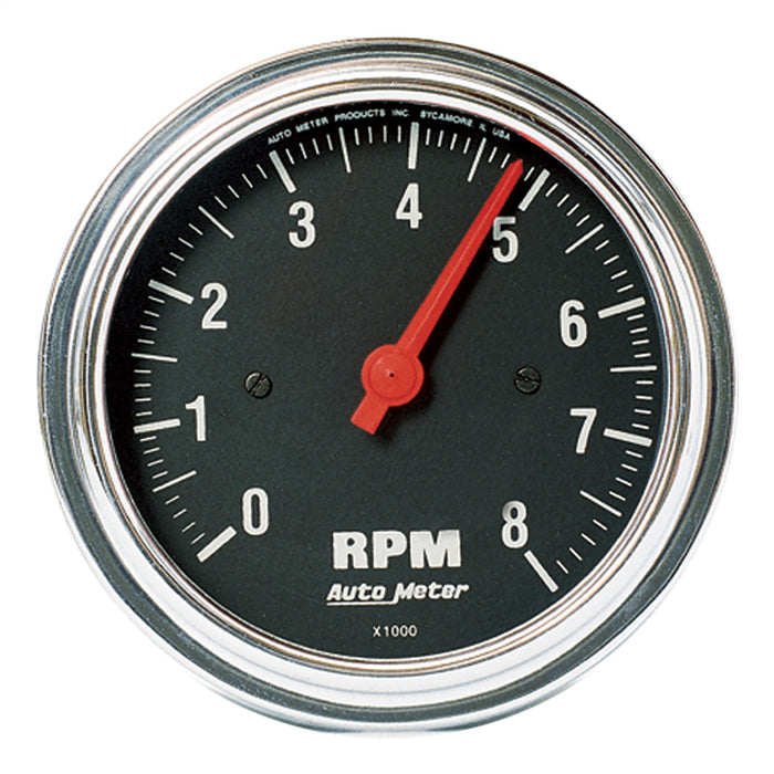 AutoMeter 2499 GAUGE; TACHOMETER; 3 3/8in.; 8K RPM; IN-DASH; TRADITIONAL CHROME - Truck Part Superstore