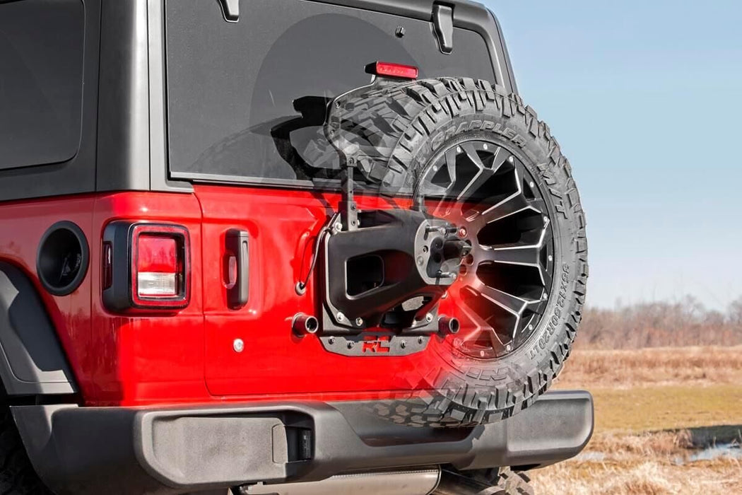 Rough Country 10529 Jeep Spare Tire Relocation Bracket 18-20 Wrangler JL No Rear Proximity Sensors Rough Country - Truck Part Superstore