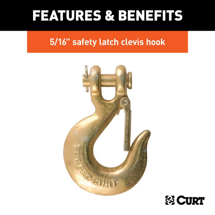 CURT 80304 35in. Safety Chain with 1 Clevis Hook (18;800 lbs; Yellow Zinc) - Truck Part Superstore