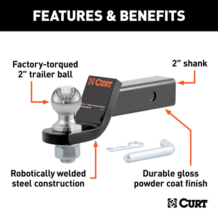 CURT 45036 Loaded Ball Mount with 2in. Ball (2in. Shank; 7;500 lbs.; 2in. Drop) - Truck Part Superstore
