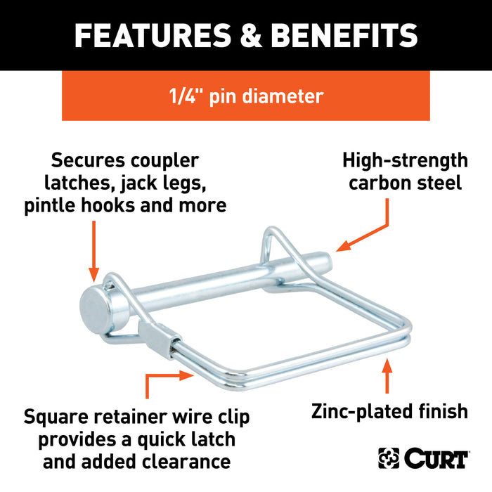 CURT 25081 CURT 25081 Trailer Coupler Pin; 1/4-Inch Diameter x 2-3/4-Inch Long - Truck Part Superstore