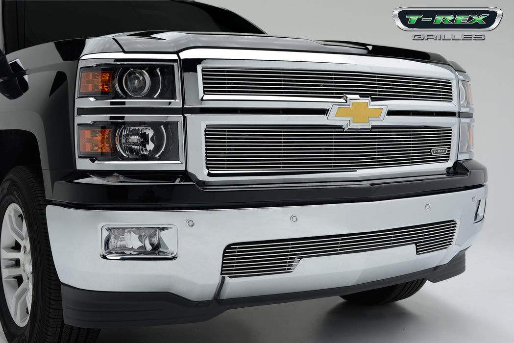 T-Rex Grilles 25117 Billet Series Bumper Grille; Horizontal; Aluminum; Polished; 1 Pc; Overlay; - Truck Part Superstore