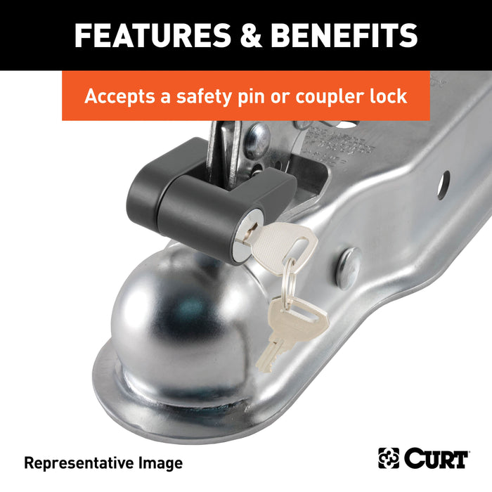 CURT 25138 2in. Straight-Tongue Coupler with Posi-Lock (3in. Channel; 3;500 lbs; Zinc) - Truck Part Superstore