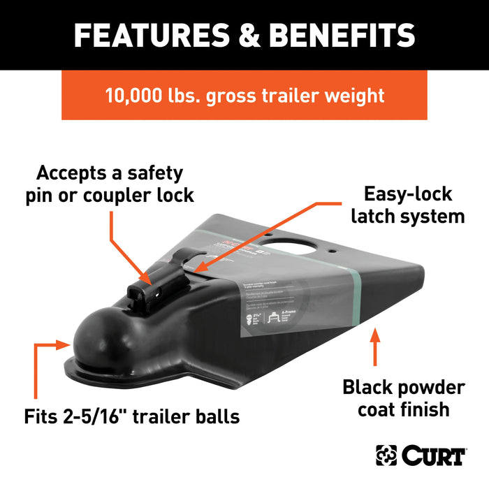 CURT 25200 CURT 25200 Black A-Frame Trailer Coupler; 2-5/16-Inch Hitch Ball; 10;000 lbs - Truck Part Superstore