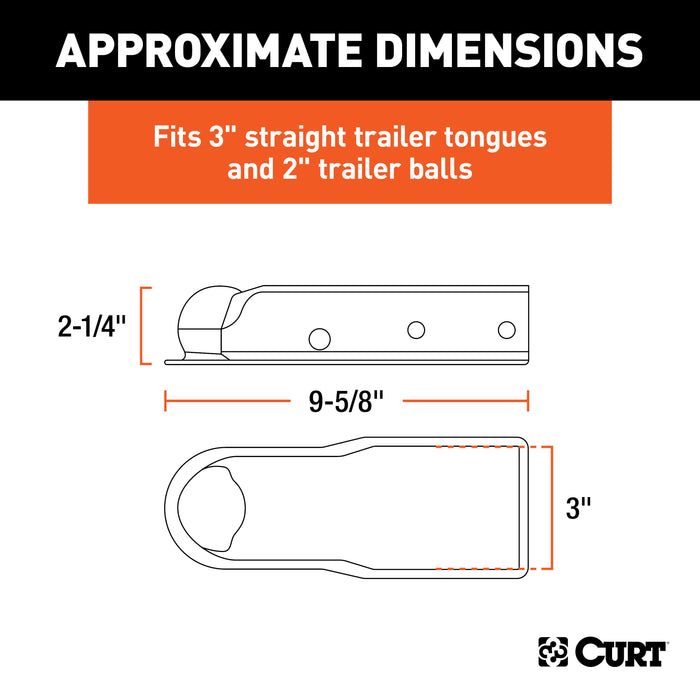 CURT 25472 QuickPin No-Latch 2in. Trailer Coupler (3in. Channel; 3;500 lbs) - Truck Part Superstore