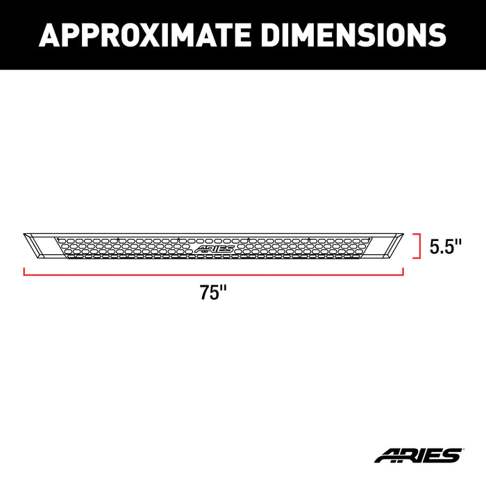 ARIES 2555051 AdvantEDGE 5-1/2in. x 75in. Chrome Aluminum Side Bars; Select Silverado; Sierra - Truck Part Superstore