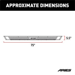 ARIES 2555051 AdvantEDGE 5-1/2in. x 75in. Chrome Aluminum Side Bars; Select Silverado; Sierra - Truck Part Superstore