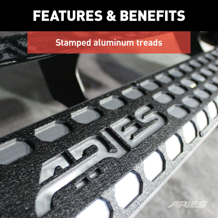 ARIES 2555051 AdvantEDGE 5-1/2in. x 75in. Chrome Aluminum Side Bars; Select Silverado; Sierra - Truck Part Superstore