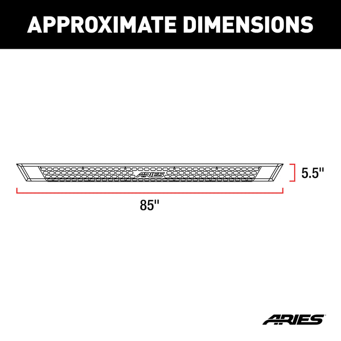 ARIES 2555052 AdvantEDGE 5-1/2in. x 85in. Chrome Aluminum Side Bars; Select Ford Ranger Crew C - Truck Part Superstore
