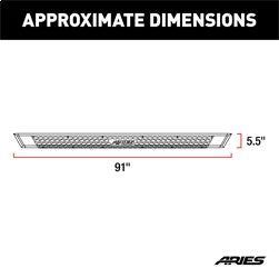 ARIES 2556015 AdvantEDGE 5-1/2in. x 91in. Black Aluminum Side Bars; Select Silverado; Sierra C - Truck Part Superstore