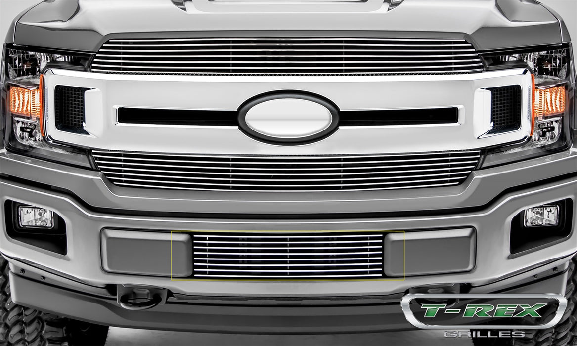 T-Rex Grilles 25571 Billet Series Bumper Grille; Horizontal; Aluminum; Polished; 1 Pc; Overlay; - Truck Part Superstore