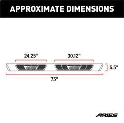 ARIES 2558053 AscentStep 5-1/2in. x 75in. Black Steel Running Boards; Select Dodge Durango - Truck Part Superstore
