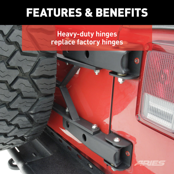 ARIES 2563000 Jeep Wrangler JK Heavy-Duty Spare Tire Carrier - Truck Part Superstore