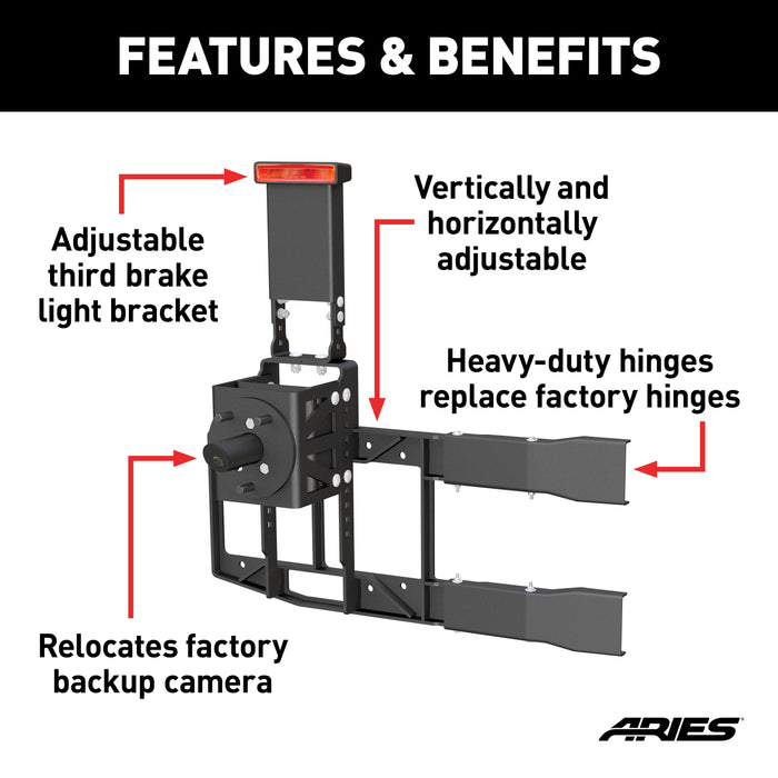 ARIES 2563001 Jeep Wrangler JL Heavy-Duty Spare Tire Carrier - Truck Part Superstore