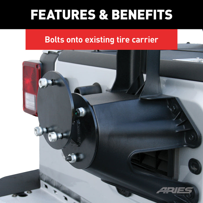 ARIES 25630AB Jeep Wrangler JK Spare Tire Relocation Carrier - Truck Part Superstore