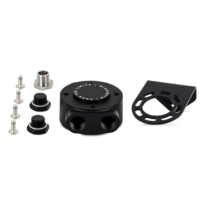 Mishimoto MMOC-RFH-34BK Mishimoto Remote Oil Filter Mount, 3/4-16 Filter Thread, Black - Truck Part Superstore