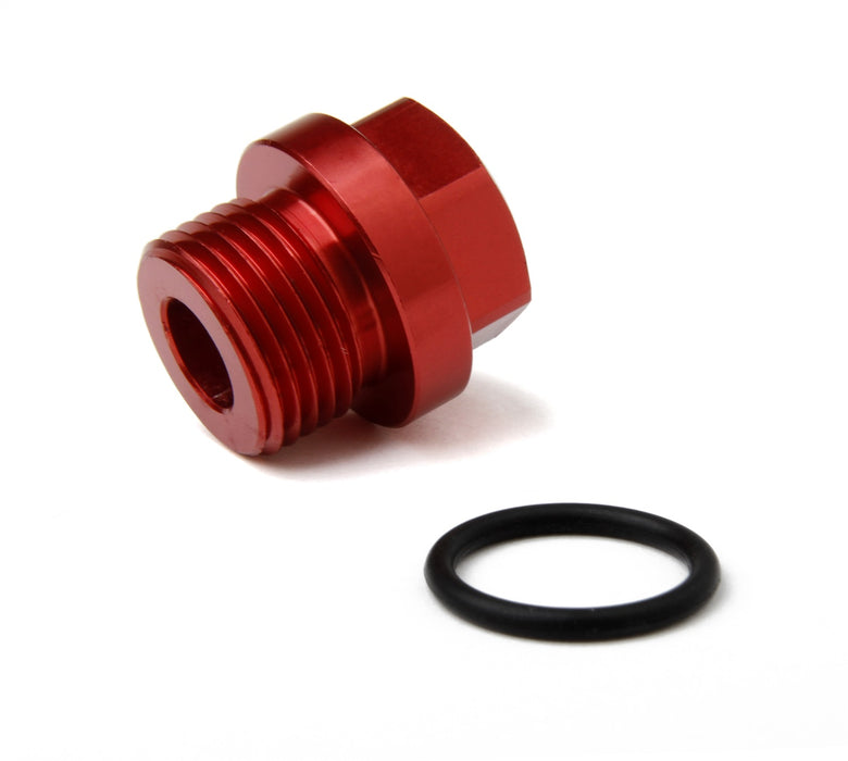 Holley 26-144-2 Fuel Inlet Plug; Short -8AN w/-8AN O-Ring Threads For 4150 HP Fuel Bowls; Red; - Truck Part Superstore
