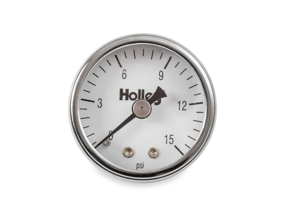 Holley 26-500 Mechanical Fuel Pressure Gauge; 0 - 15 psi; 1.5 in. Dia.; Non Liquid Filled; - Truck Part Superstore