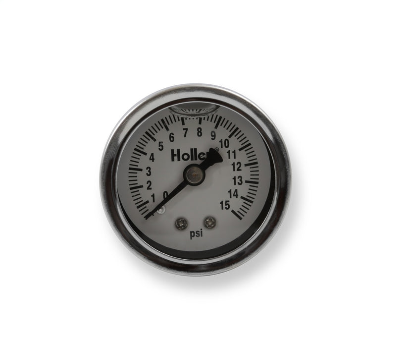 Holley 26-504 Mechanical Fuel Pressure Gauge; 0 - 15 psi; 1.5 in. Dia.; Liquid Filled; - Truck Part Superstore